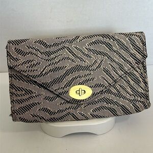 H&M Zebra Patterned Straw Clutch
